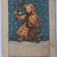Стара цветна картичка Коледа, снимка 1 - Филателия - 32280880
