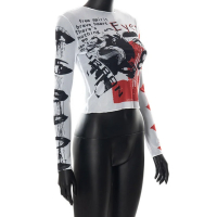 Дамска графична прозрачна къса блуза - топ с очи р-р XS-S, снимка 2 - Корсети, бюстиета, топове - 44861083