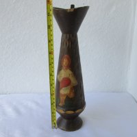 Дървена ваза с рисунка, стара, снимка 7 - Други - 40211722