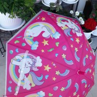 Детски чадър Еднорог и Мики Маус -в розово