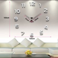 3D стенен часовник със залепващи арабски цифри, снимка 5 - Стенни часовници - 39956115