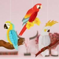 3D 3 бр папагал папагали от картон украса декор парти рожден ден , снимка 2 - Други - 27454307