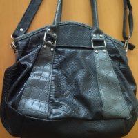 Чанта на "Стил" в черно и сиво, крокодилска кожа, снимка 2 - Чанти - 37178127