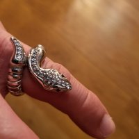 Сребърен пръстен с увита змия - уникален модел с камъни по него, снимка 6 - Пръстени - 39689177