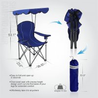 Сгъваем къмпинг стол със сенник и с чанта за съхранение E01CC-502 NAVY BLUE, снимка 3 - Къмпинг мебели - 35095430