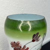 Рисувана стъклена ваза - Арт Нуво. №4961, снимка 6 - Антикварни и старинни предмети - 43923265