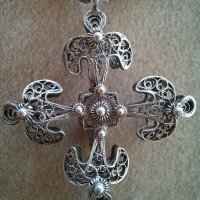Ръчно изработен кръст от сребърен филигран, снимка 2 - Колиета, медальони, синджири - 39549779