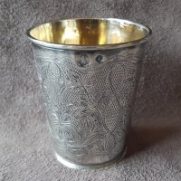 Сребърна с позлата османска чаша с тугра на Абдул Азис 19в, снимка 3 - Чаши - 34192554