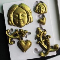 Кралица Анабел момиче дете сърце орнамент силиконов молд форма декор украса фондан шоколад гипс, снимка 1 - Форми - 37281346