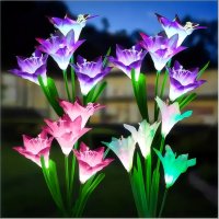 Соларни градински светлини с цветни глави на лилия ,водоустойчиви, снимка 6 - Соларни лампи - 43697809