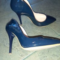 Дамски тъмно сини обувки на висок ток, снимка 2 - Дамски елегантни обувки - 28263436