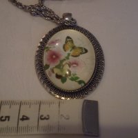 медальон винтидж стил пеперуда и цветя, снимка 4 - Антикварни и старинни предмети - 38849959