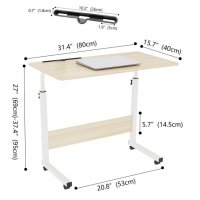 Бюро за лаптоп с регулируема височина / Помощна масичка на колеца YJ1201902E, снимка 9 - Бюра - 35473800