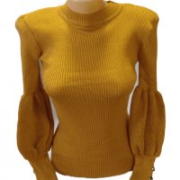 Ефектна блуза от финно плетиво с бухнал ръкав , различни цветове, снимка 1 - Блузи с дълъг ръкав и пуловери - 35645920