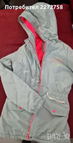 Детско зимно яке в цвят мента, снимка 1