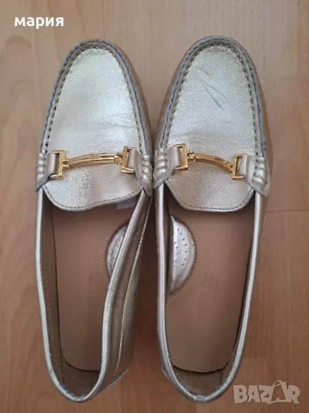 Златисти мокасини естествена кожа, снимка 1