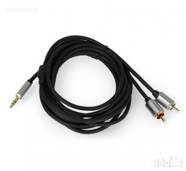 Професионален Кабел за аудио,  STEREO, HQ, 3,5mm JACK(м), 2xRCA(м), силиконов, 5m, снимка 1
