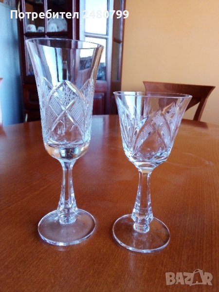 Кристални чаши за шампанско и вино,, Зорница ", снимка 1