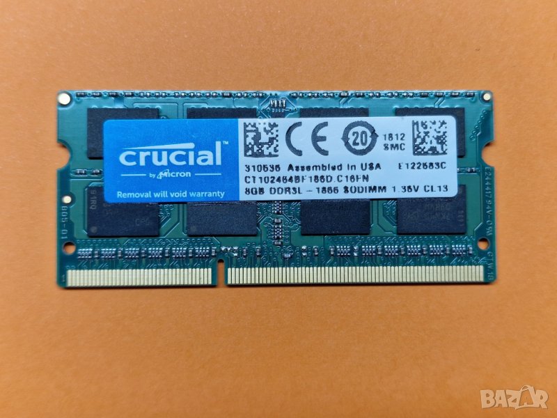 ✅8GB DDR3L 1866Mhz Crucial Ram Рам Памет за лаптоп с гаранция!, снимка 1