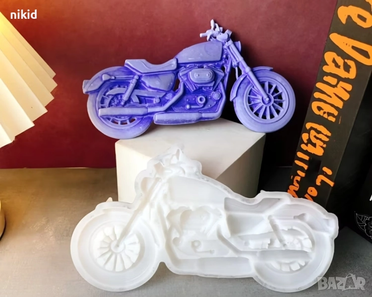 Голям Мотор Мотоциклет силиконов молд форма фондан шоколад смола гипс декор, снимка 1