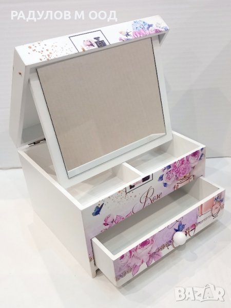 Стилна кутия за бижута с огледало и чекмедже /94870/, снимка 1