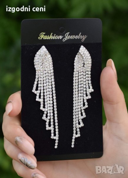 Обеци с кристали -висящи, снимка 1