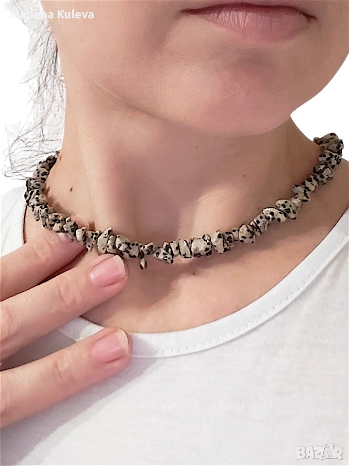 Дамско колие от Естествен камък Далматински яспис, снимка 1