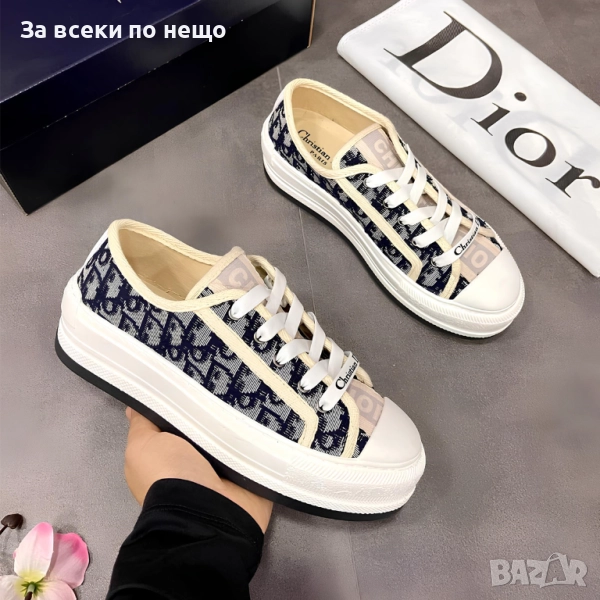 Dior Oblique Дамски Маратонки С Кутия👟Дамски Спортни Обувки Бяло/бежаво/черно Код SM-118, снимка 1