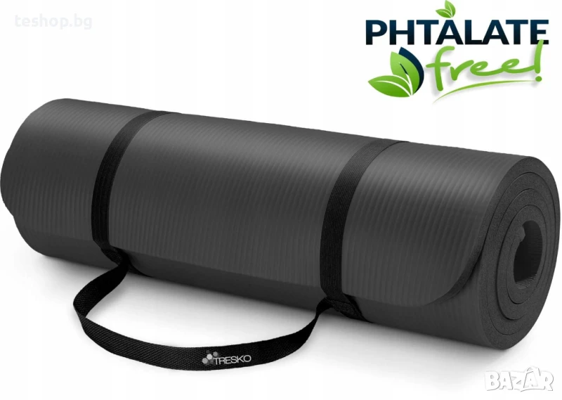 Постелка за фитнес, йога, пилатес, черна, 185х60х1 см Tresko, снимка 1