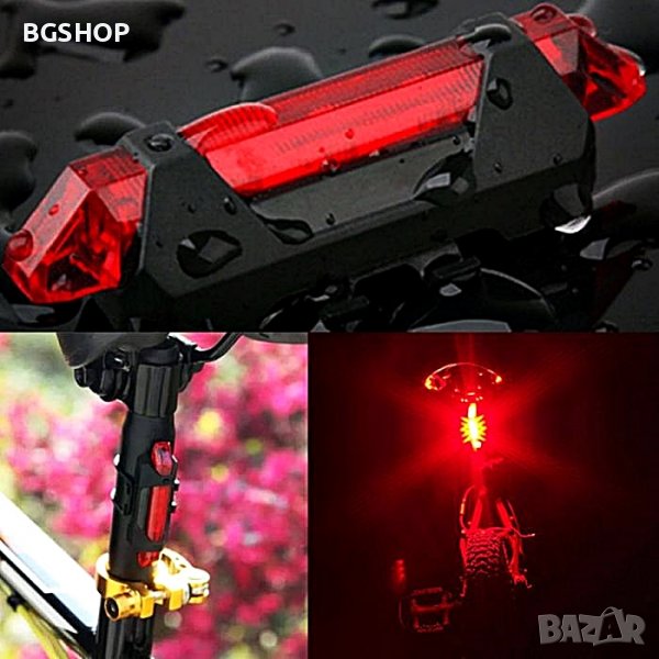 Светлоотразител за Велосипед , колело LED - USB Стоп , Фенер - Red, снимка 1