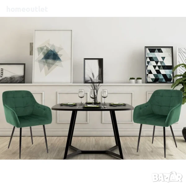 ПРЕОЦЕНЕНИ Трапезни столове, комплект от 2бр D068-FUTURE AS-LEIPZIG-GREEN-2PCS, снимка 1