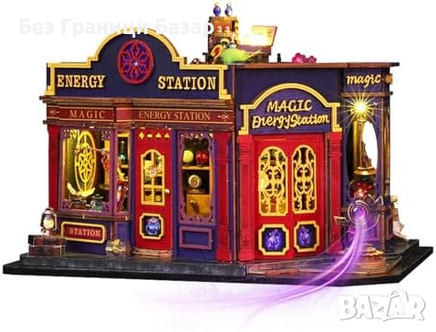 Нова Мини дървена къща с отварящи врати и LED осветление DIY комплект, снимка 1