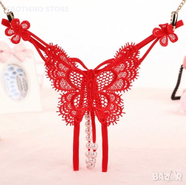 Дамски прашки пеперудка с перли, снимка 1