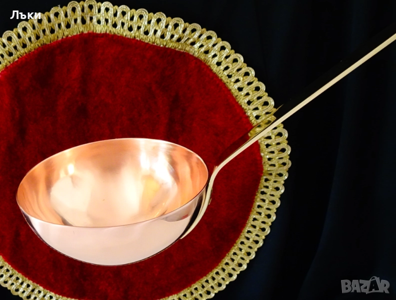 Голям меден черпак чиста червена мед. , снимка 1