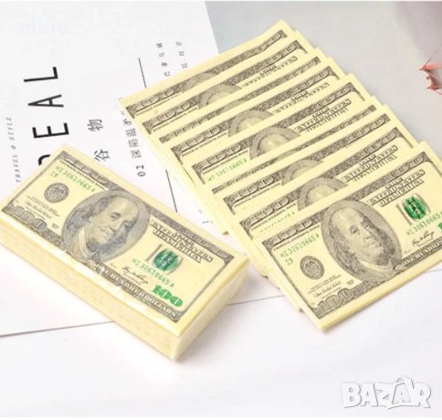 носни кърпички с мотив на щатския долар долари 100 долара пари хартиен салфетки пакет , снимка 1