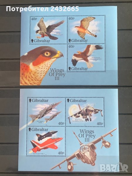 475. Гибралтар 2001 = “ Фауна. Wings of prey III - Грабливи птици и Бойни самолети ” , **, MNH , снимка 1
