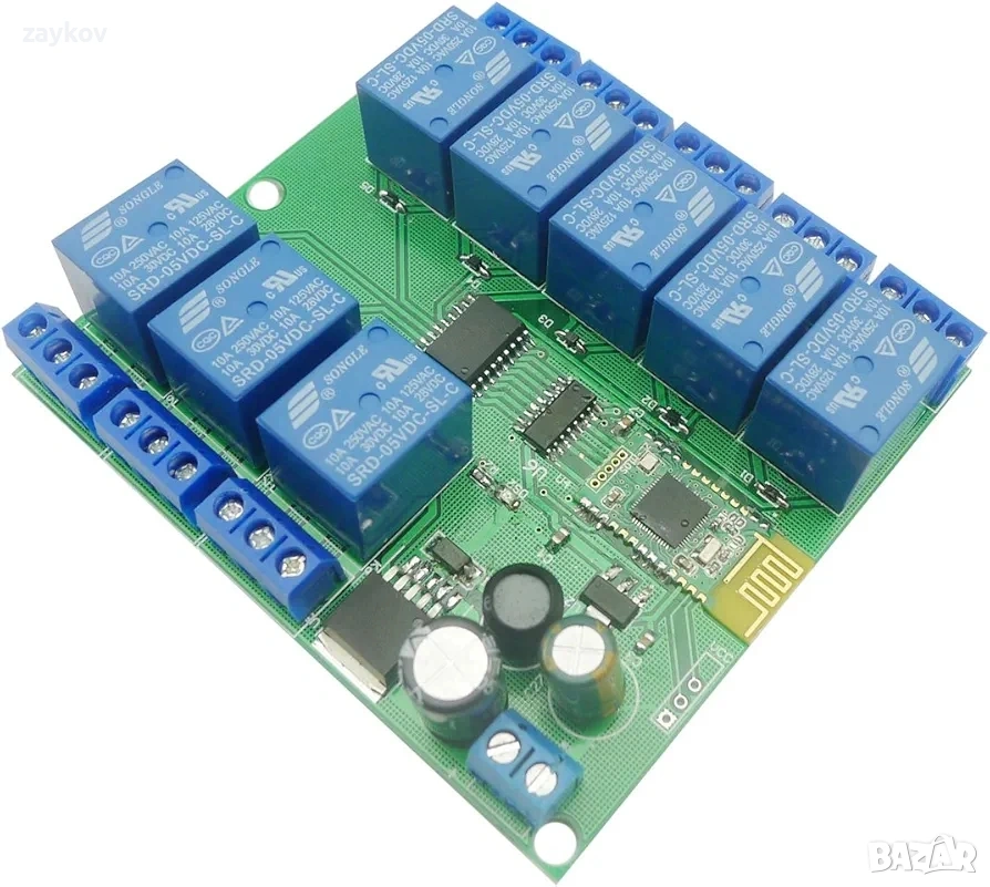 Aihasd Bluetooth релеен модул 8 канала 4.0 BLE за Apple Android телефон IOT, снимка 1
