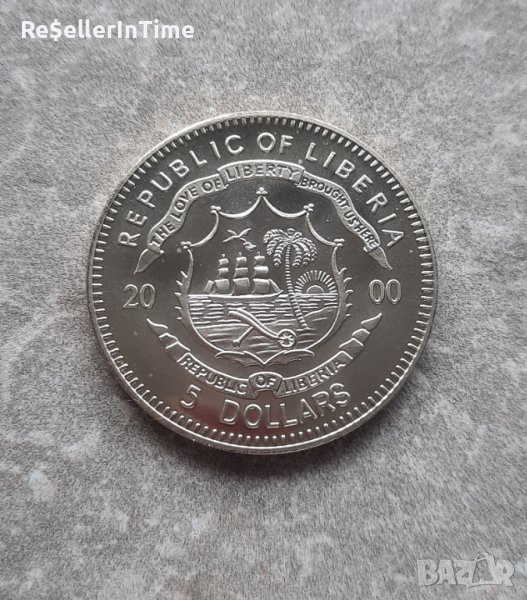 Възпоменателна монета 5 Dollars Man on the Moon, with "5 DOLLARS", снимка 1