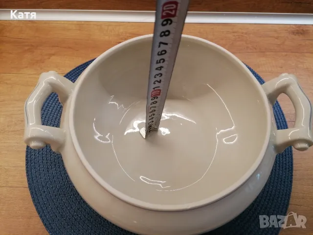 Порцеланов супник  с декор незабравки произведен в Китка, снимка 5 - Чинии - 50058395