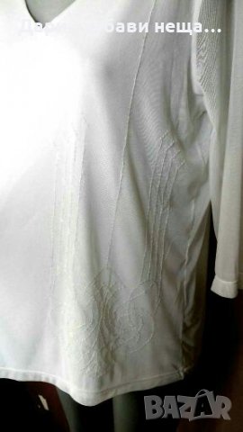 Бяла блуза с прозрачни ръкави и лека украса🍀❤XL,2XL🍀❤арт.2048, снимка 2 - Блузи с дълъг ръкав и пуловери - 33588754
