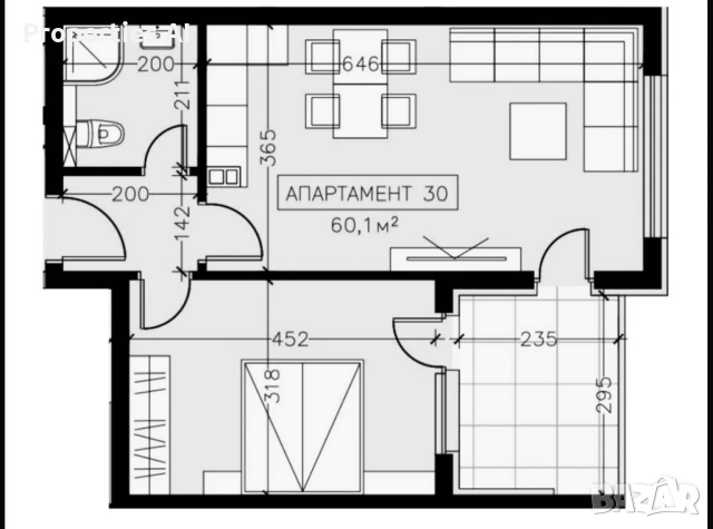 Двустаен апартамент, снимка 4 - Апартаменти - 53383092
