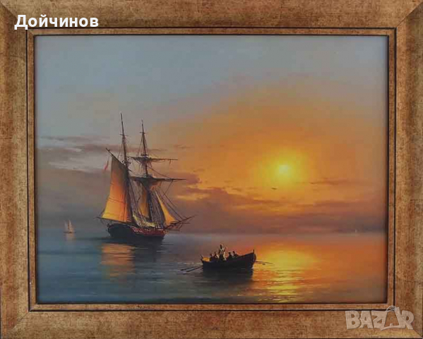 ”Лунна нощ”, морски пейзаж, картина, снимка 1 - Картини - 32253661