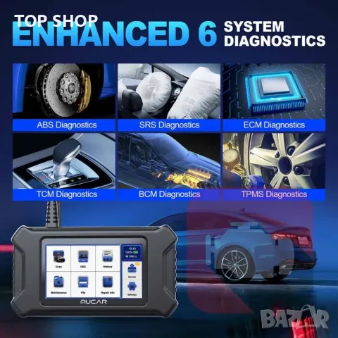 MUCAR CS6 Multimake Car Diagnostic Case: Професионален диагностичен инструмент Bluetooth OBD2, снимка 4 - Гедорета - 48787393