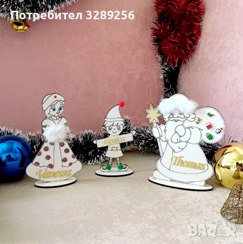 Коледен подарък семеен персонализиран, име, Снежанка, Дядо Коледа, Елф, декорация, семейство, украса