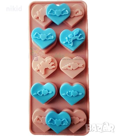10 сърца сърце с Ангел Купидон силиконов молд форма за шоколадов бонбони гипс и др, снимка 1 - Форми - 38195763