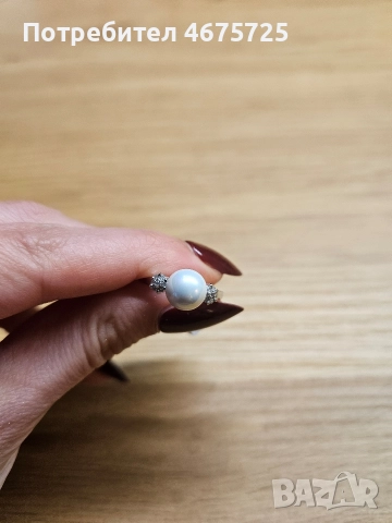 Sterling silver пръстен с 1/10 CTTW малки диаманти и shell pearl