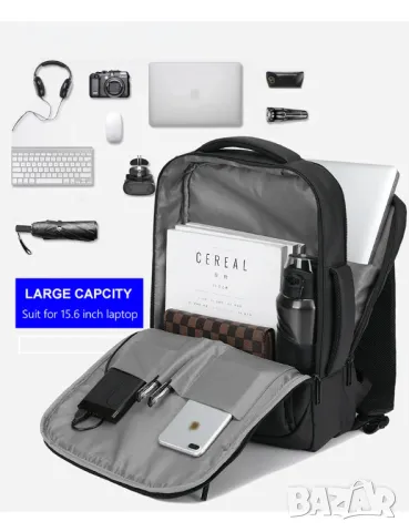 Раница за пътуване STELS, Ръчен багаж, 32x13x40см, Черен, снимка 17 - Раници - 47373075