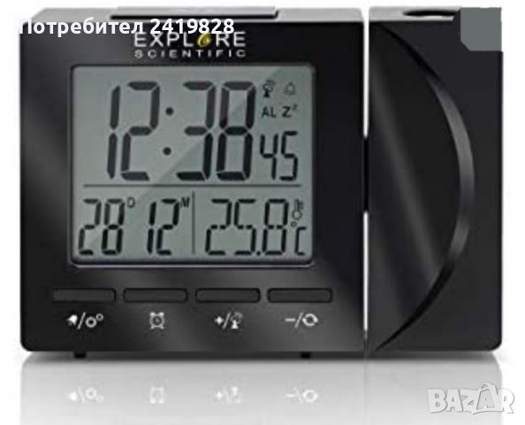 Радиоуправляем часовник SCIENTIFIC RDP1001 с черно време на прожектиране, снимка 2 - Друга електроника - 38317805