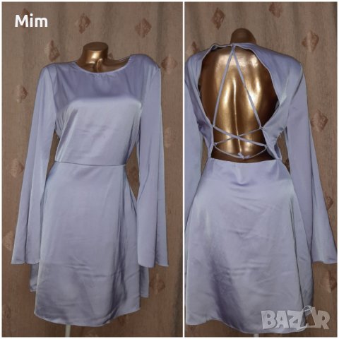 М/L Сатенена светло лилава рокля с гол гръб , снимка 2 - Рокли - 40476391