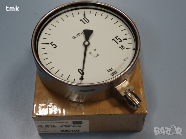Манометър WIKA Ф160 mm, 16bar, снимка 2 - Резервни части за машини - 28448627